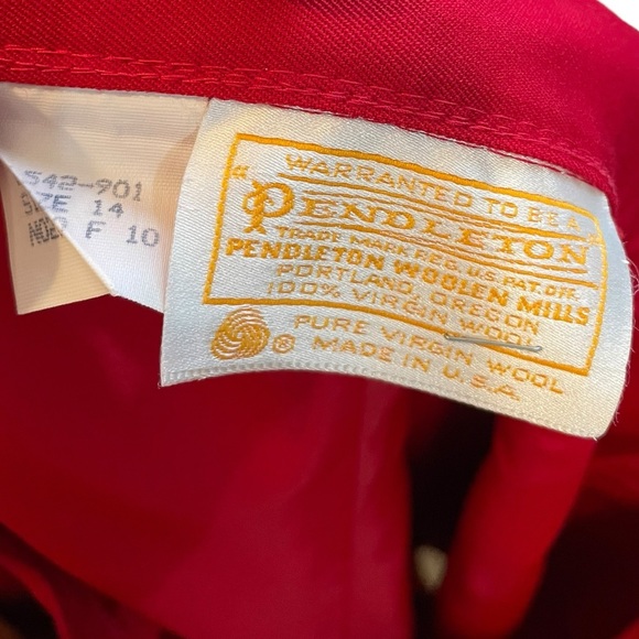 Pendleton Vintage 70s Red Virgin Wool Business Work Two Piece Skirt Suit Set - Picture 11 of 11